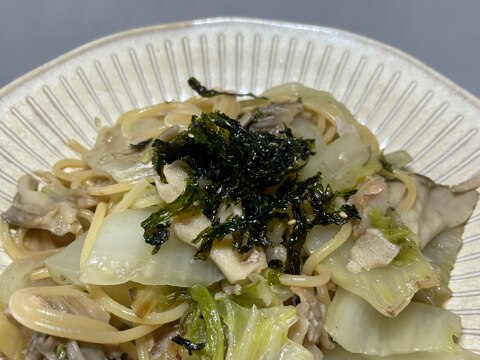 豚バラ肉と白菜の和風パスタ